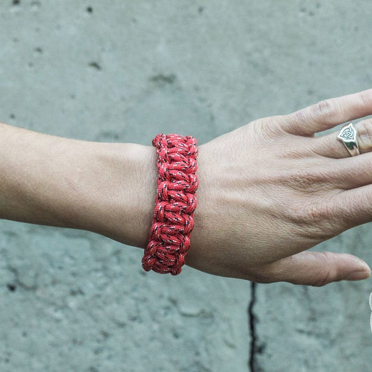 Viking paracord bracelet with 925 silver Thor's Hammer, red – view 2