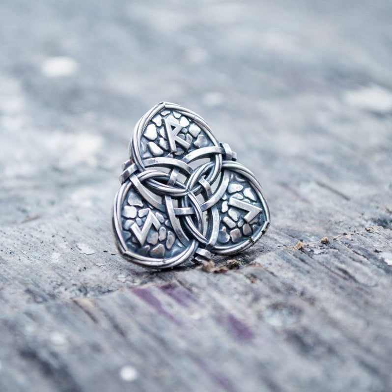 Triquetra Symbol and Runes 925 Sterling Silver Pendant - VikingsBrand