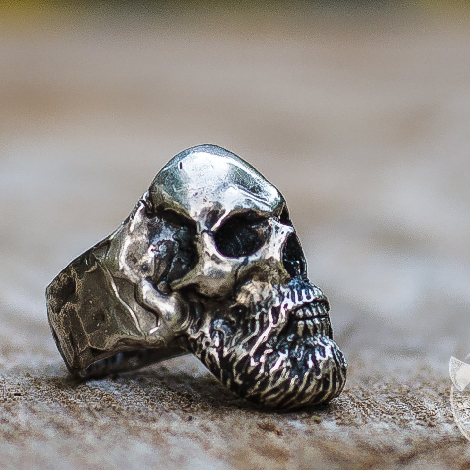 Unique Bearded Skull 925 Sterling Silver Viking Ring - VikingsBrand