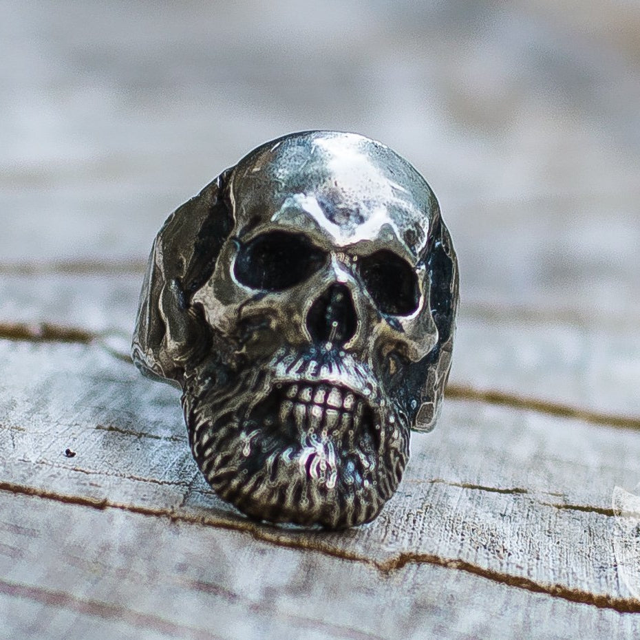 Unique Bearded Skull 925 Sterling Silver Viking Ring - VikingsBrand