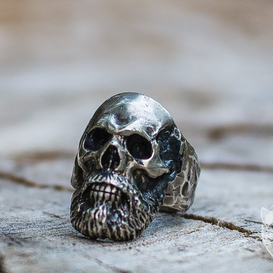 Unique Bearded Skull 925 Sterling Silver Viking Ring - VikingsBrand