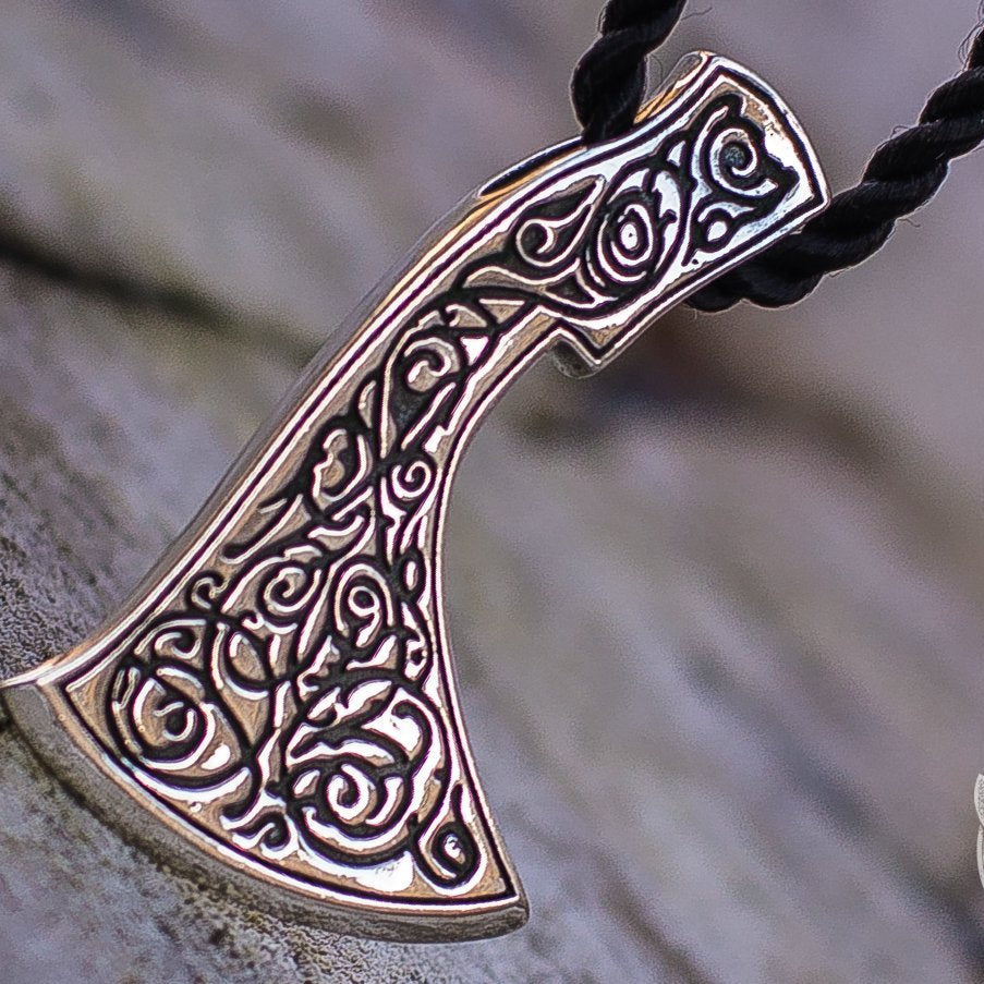 Unique Ornament and Perun's Axe 925 Sterling Silver Pendant - VikingsBrand