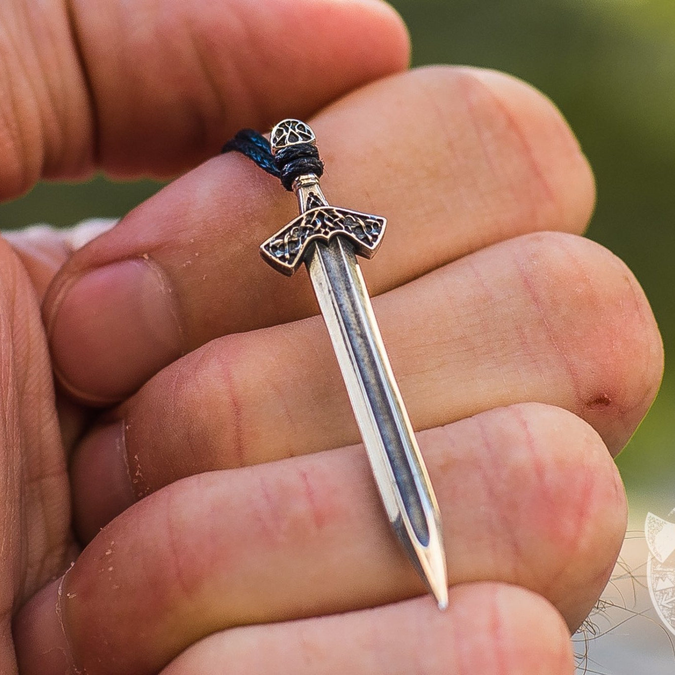 Unique Scandinavian Sword with Ornament 925 Sterling Silver Pendant - VikingsBrand