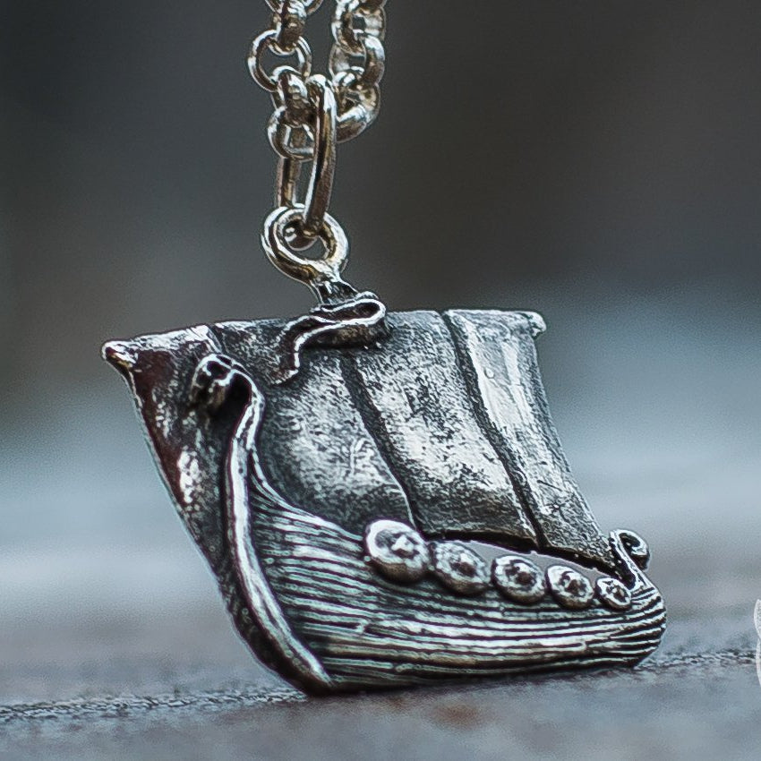 Unique Viking Ship 925 Sterling Silver Pendant - VikingsBrand