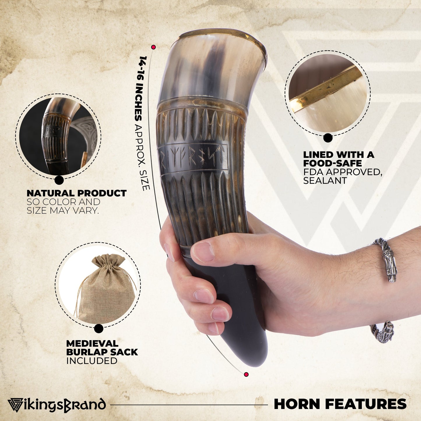 US Shipping Only - Authentic Handmade Viking Drinking Horn