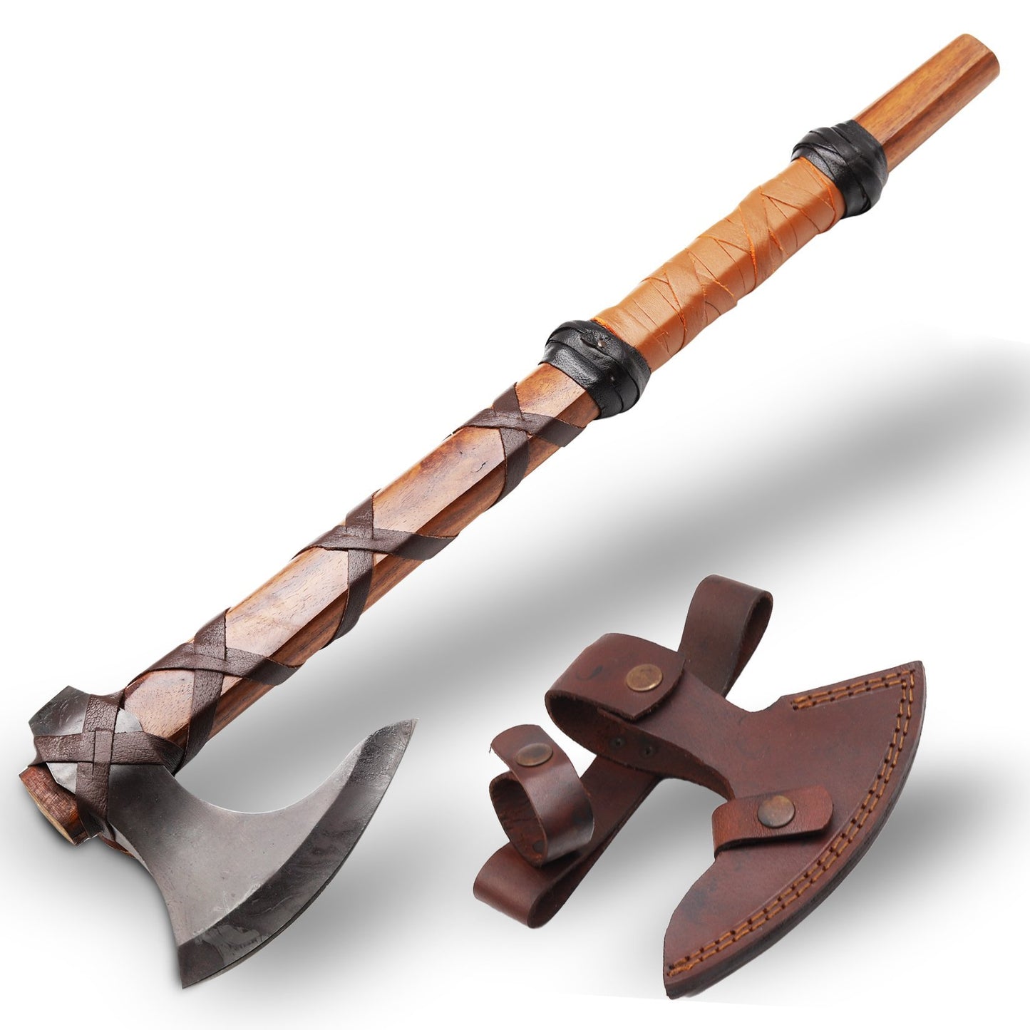 Viking Battle Axe - The Skeggøx - Hand Forged Skegg Axe Head Brown - Viking Axe of Ragnar Lothbrok