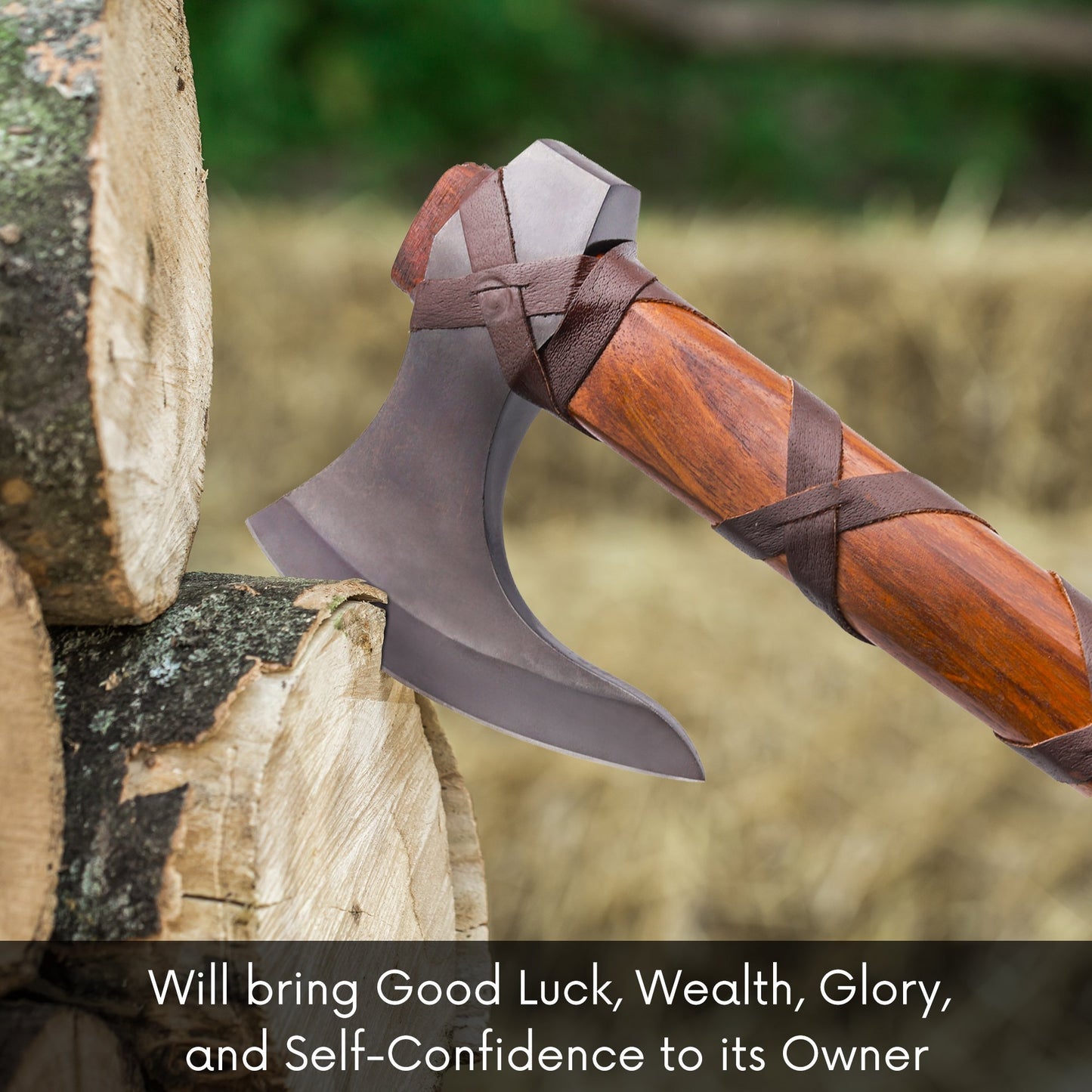 Viking Battle Axe - The Skeggøx - Hand Forged Skegg Axe Head Brown - Viking Axe of Ragnar Lothbrok