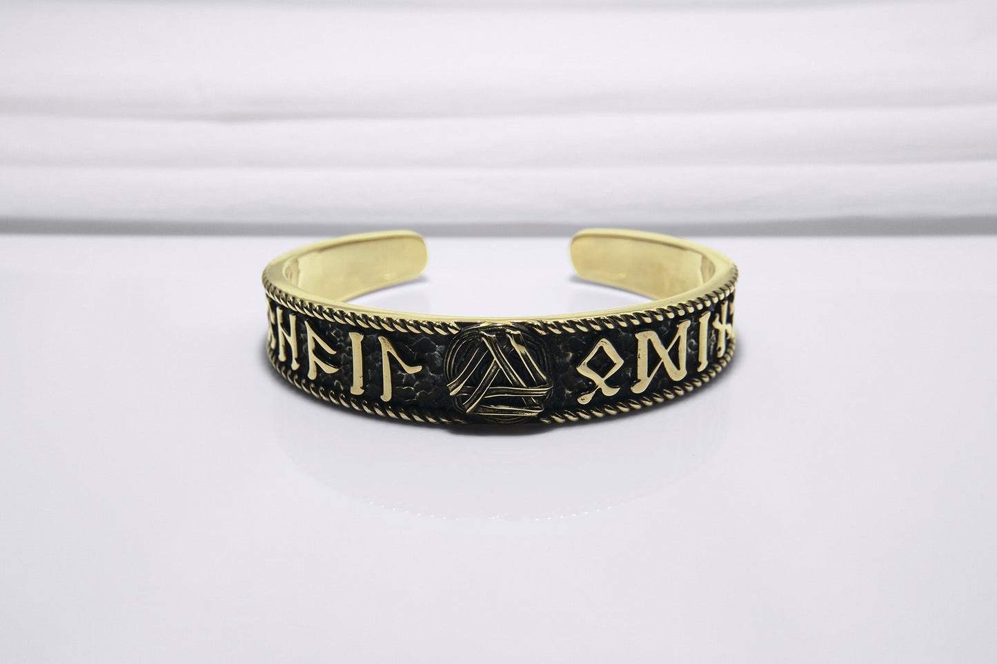 Valknut and Elder Futhark runes Arm Ring - Viking Bracelet