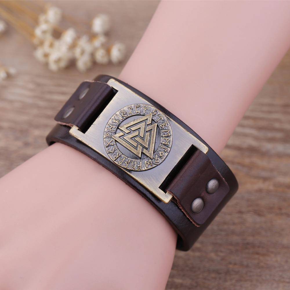 Valknut Leather Bracelet - VikingsBrand