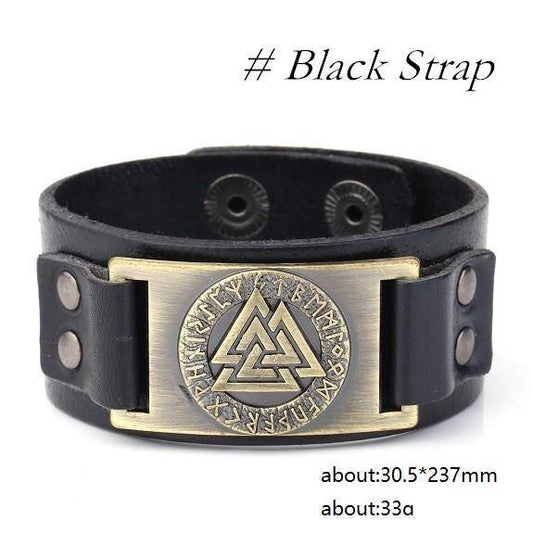 Viking leather bracelet with Valknut – view 2