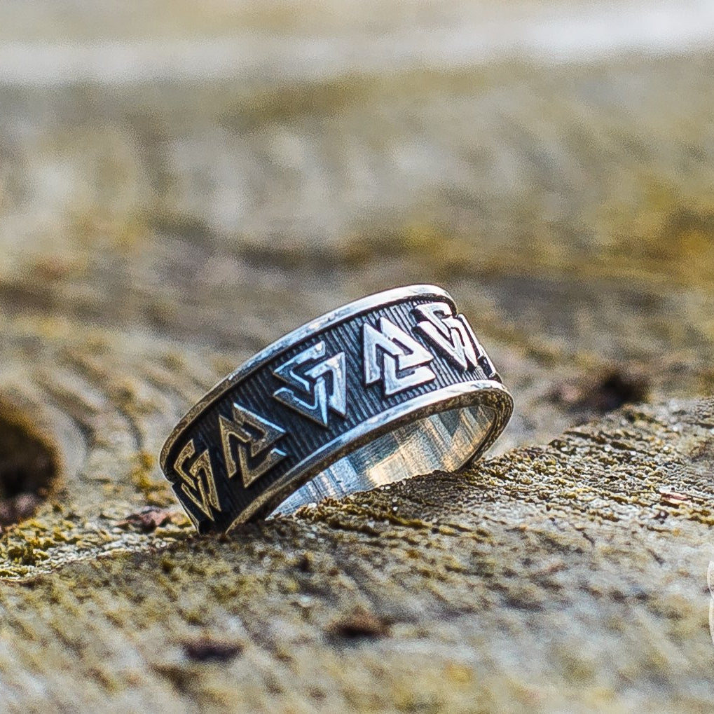 Valknut Symbol 925 Sterling Silver Viking Ring - VikingsBrand