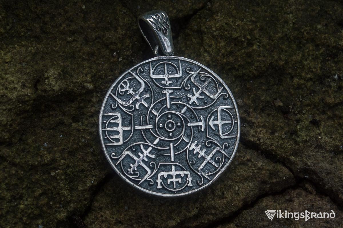 Vegvisir Viking Symbol Pendant Sterling Silver Norse Jewelry