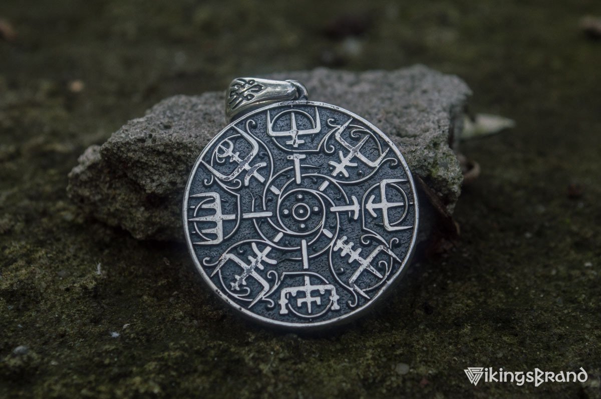 Vegvisir Viking Symbol Pendant Sterling Silver Norse Jewelry