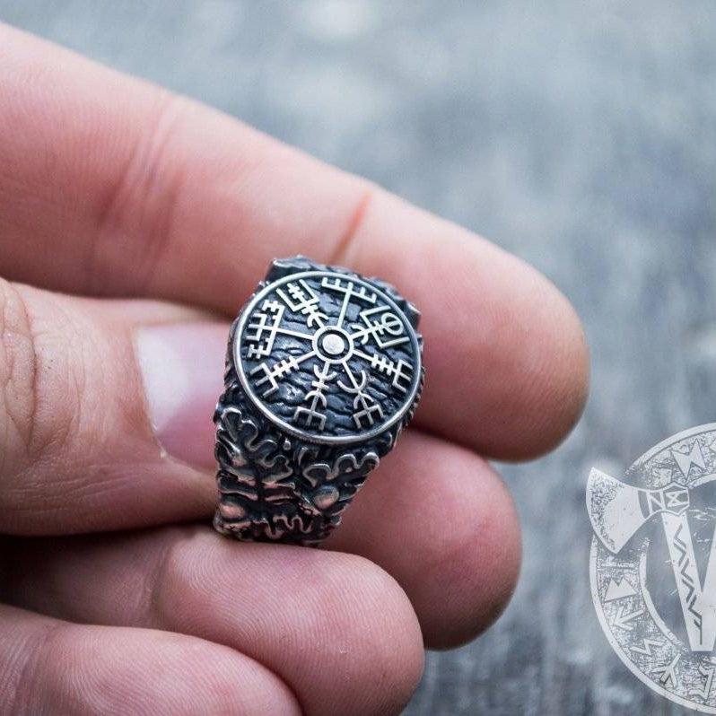 Vegvisir Viking Symbol Ring Sterling Silver Ring - VikingsBrand
