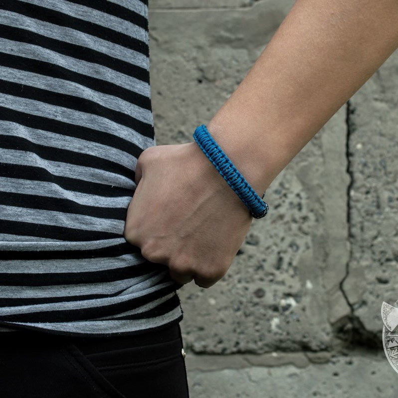 Viking Axe Blue Paracord 925 Sterling Silver Bracelet - VikingsBrand