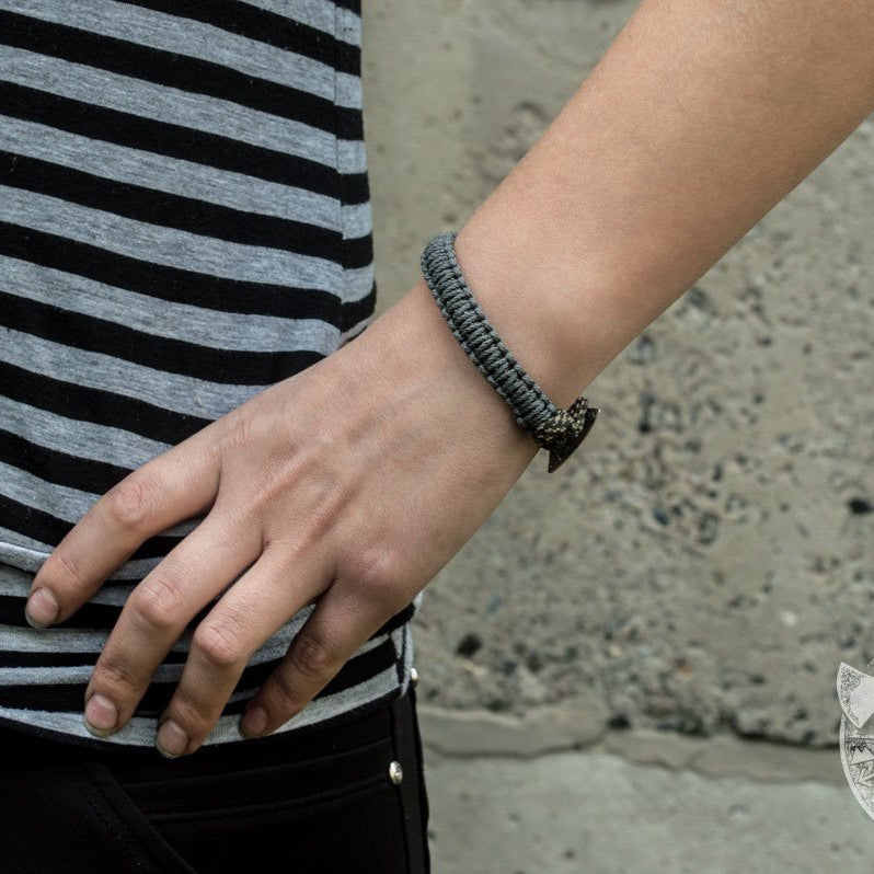 Viking Axe Grey Paracord 925 Sterling Silver Bracelet - VikingsBrand