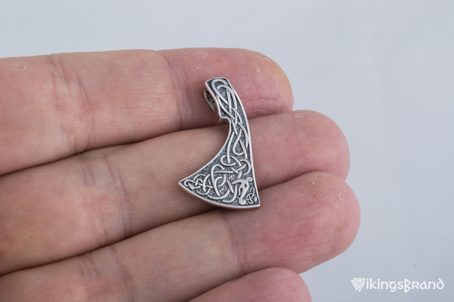 Viking Axe Pendant Urnes Style Sterling Silver Viking Norse Jewelry