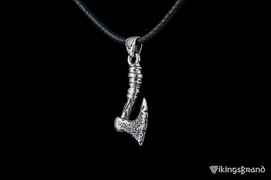 Sterling Silver Viking Axe Pendant with Ornament