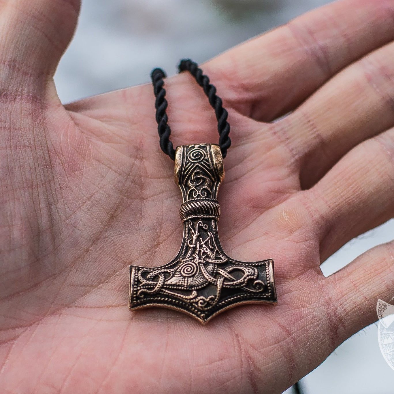 Viking Axe with Unique Ornament Bronze Pendant - VikingsBrand