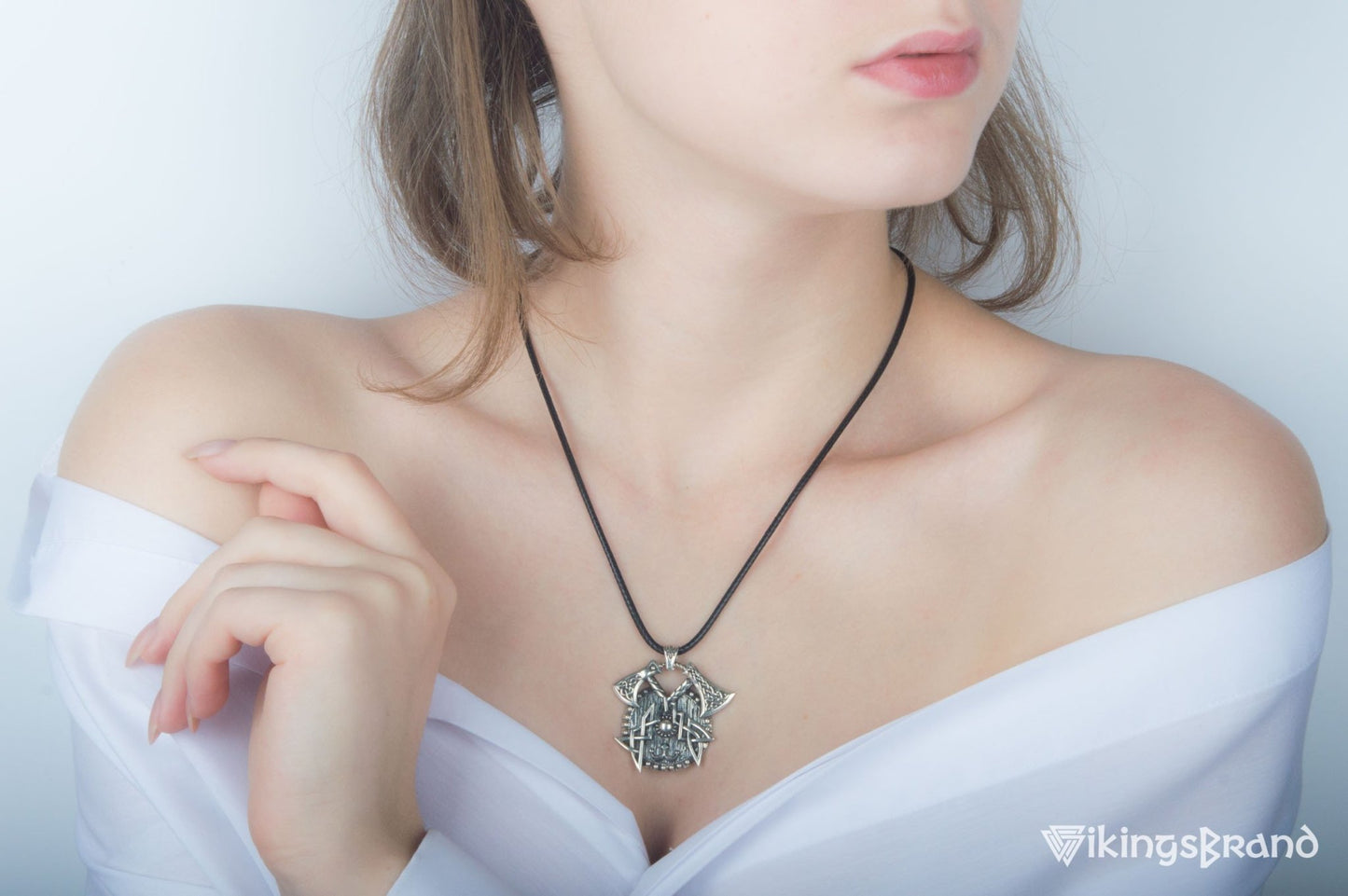 Viking Axes with Shield Sterling Silver Norse Vikings Jewelry