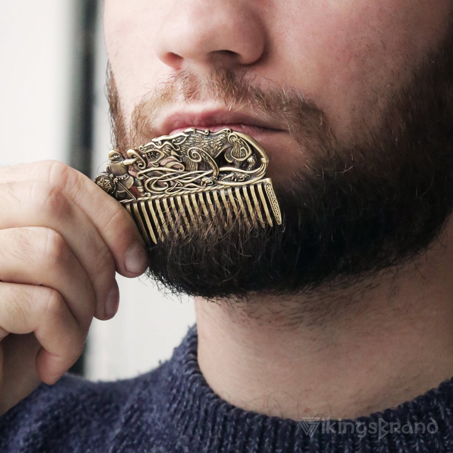 Viking Beard & Hair Brass Fenrir Comb