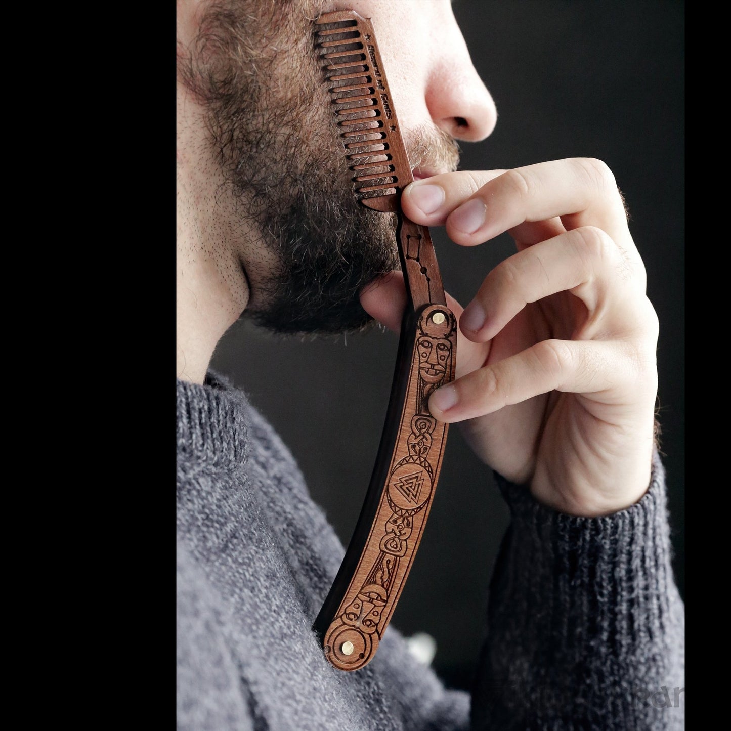 Viking Beard Valknut Comb