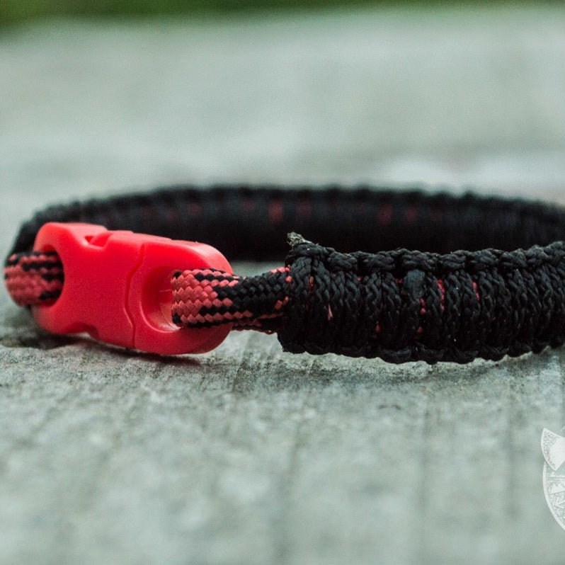 Viking Black with Red Survival Small Paracord Bracelet - VikingsBrand