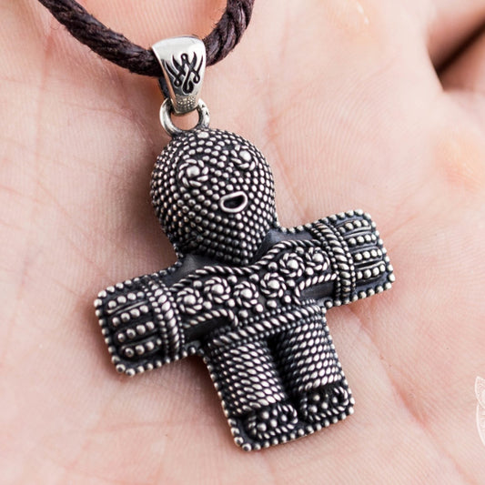 Viking age cross pendant with granulated beadwork in 925 silver – view 2