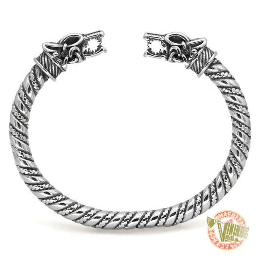 Fenrir wolf stainless steel bracelet, adjustable arm ring – view 2