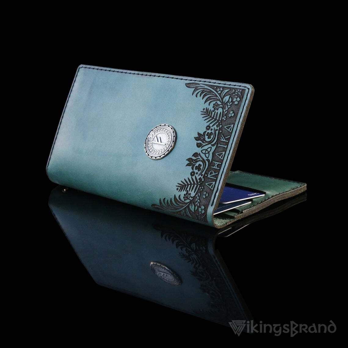 Viking Men's Genuine Leather Wallet with Fehu Rune