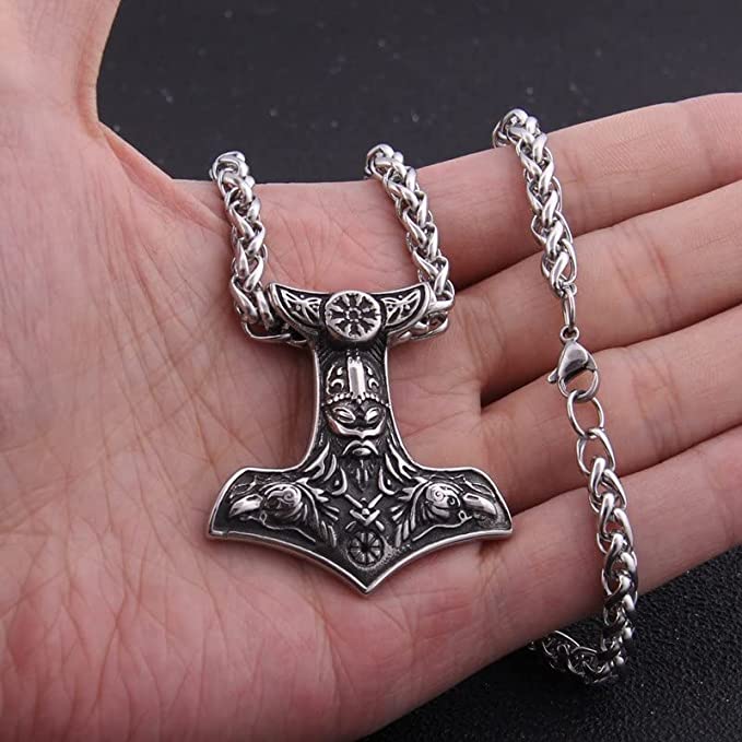 Wikinger-Amulett-Halskette mit Thors Hammer im Vintage-Look für Herren – Ansicht 5