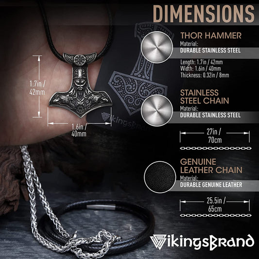 Vintage Thor's Hammer Viking amulet necklace for men – view 2