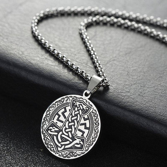 Stainless steel Thor's Hammer necklace – view 2