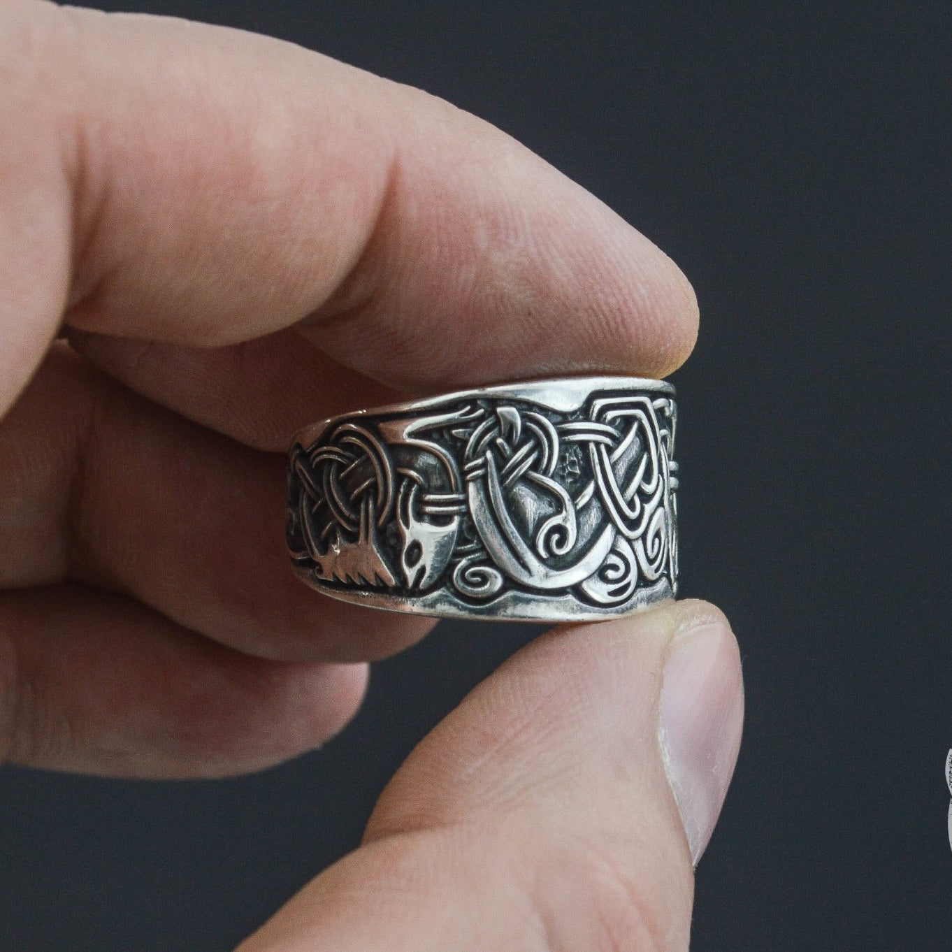 Viking Ornament 925 Sterling Silver Norse Ring - VikingsBrand