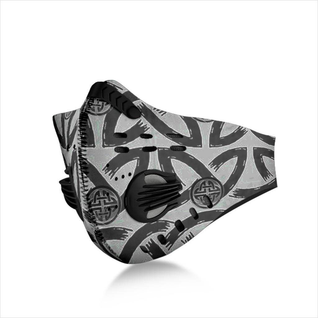 Viking Pattern Premium Face Mask Cover - Silver