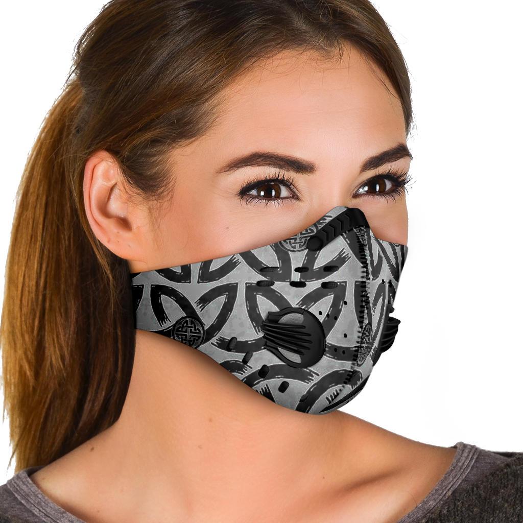 Viking Pattern Premium Face Mask Cover - Silver