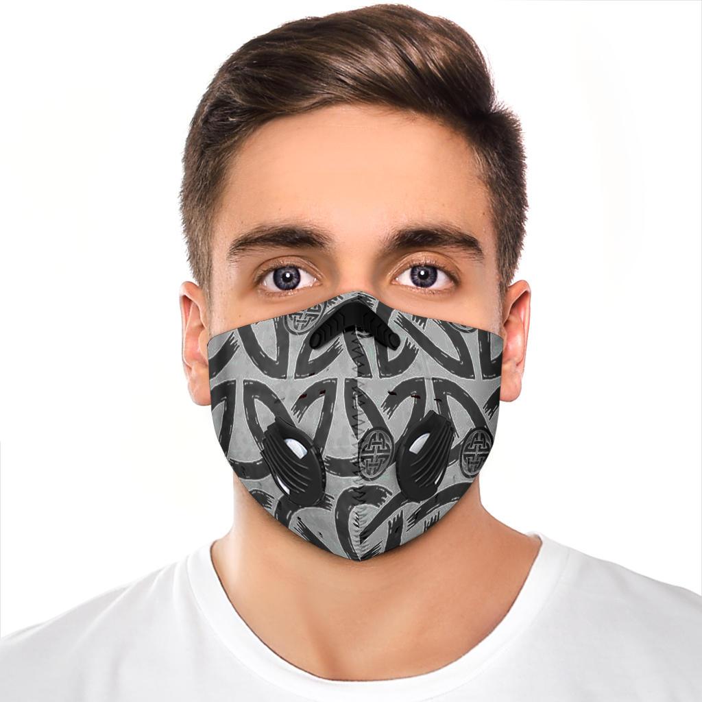 Viking Pattern Premium Face Mask Cover - Silver