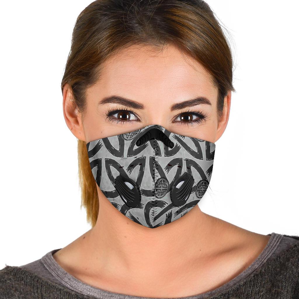 Viking Pattern Premium Face Mask Cover - Silver