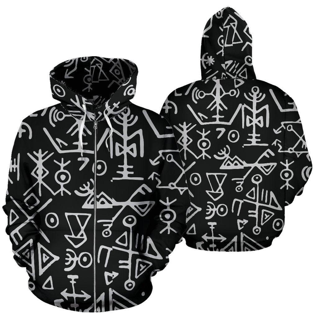 Viking Pattern Zip Up Hoodie - VikingsBrand