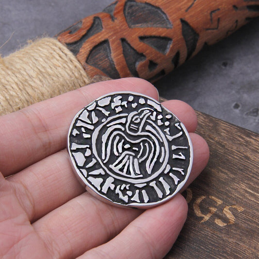 Viking Raven Coin Collectible with Wooden Gift Box