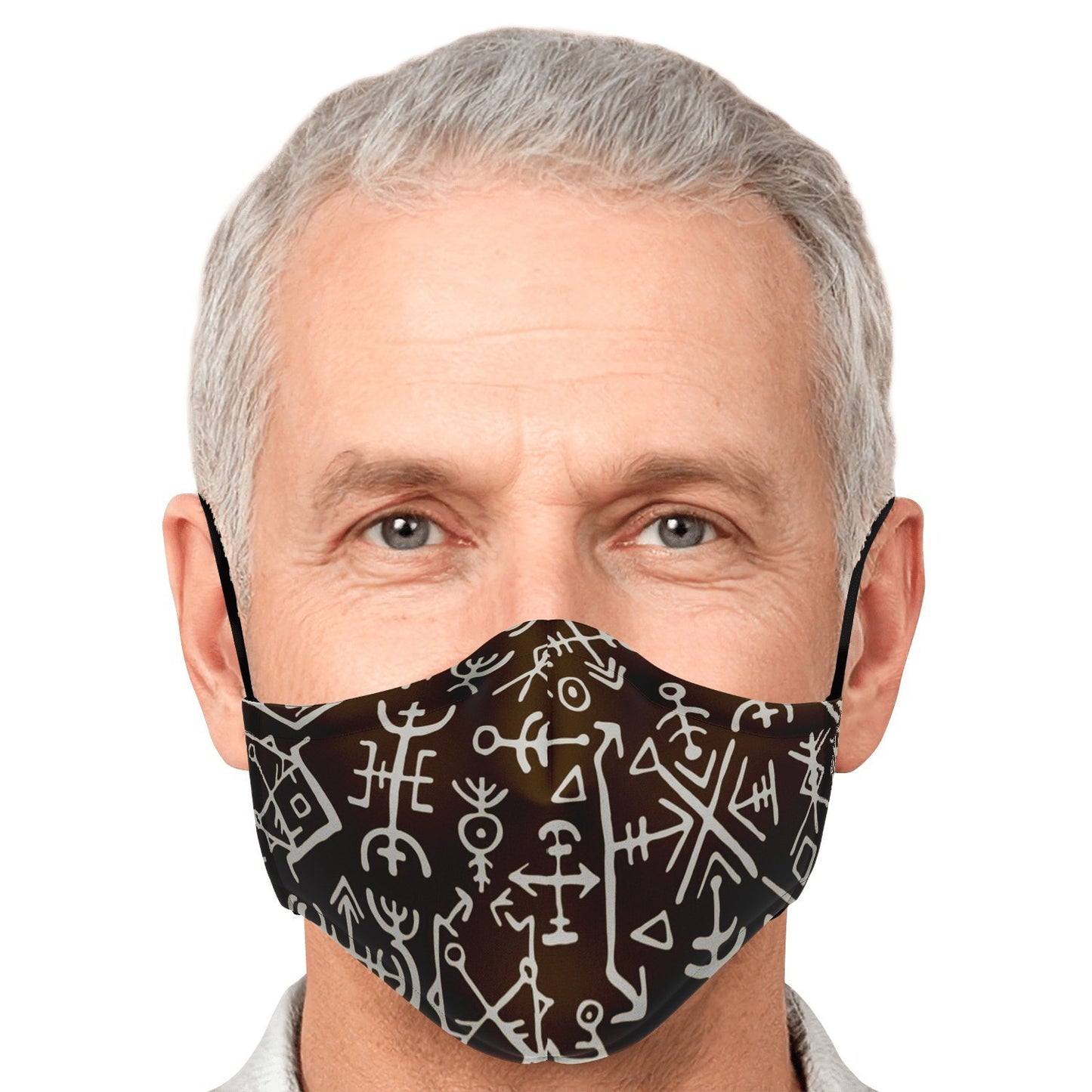 Viking Runes Face Mask Cover - Brown