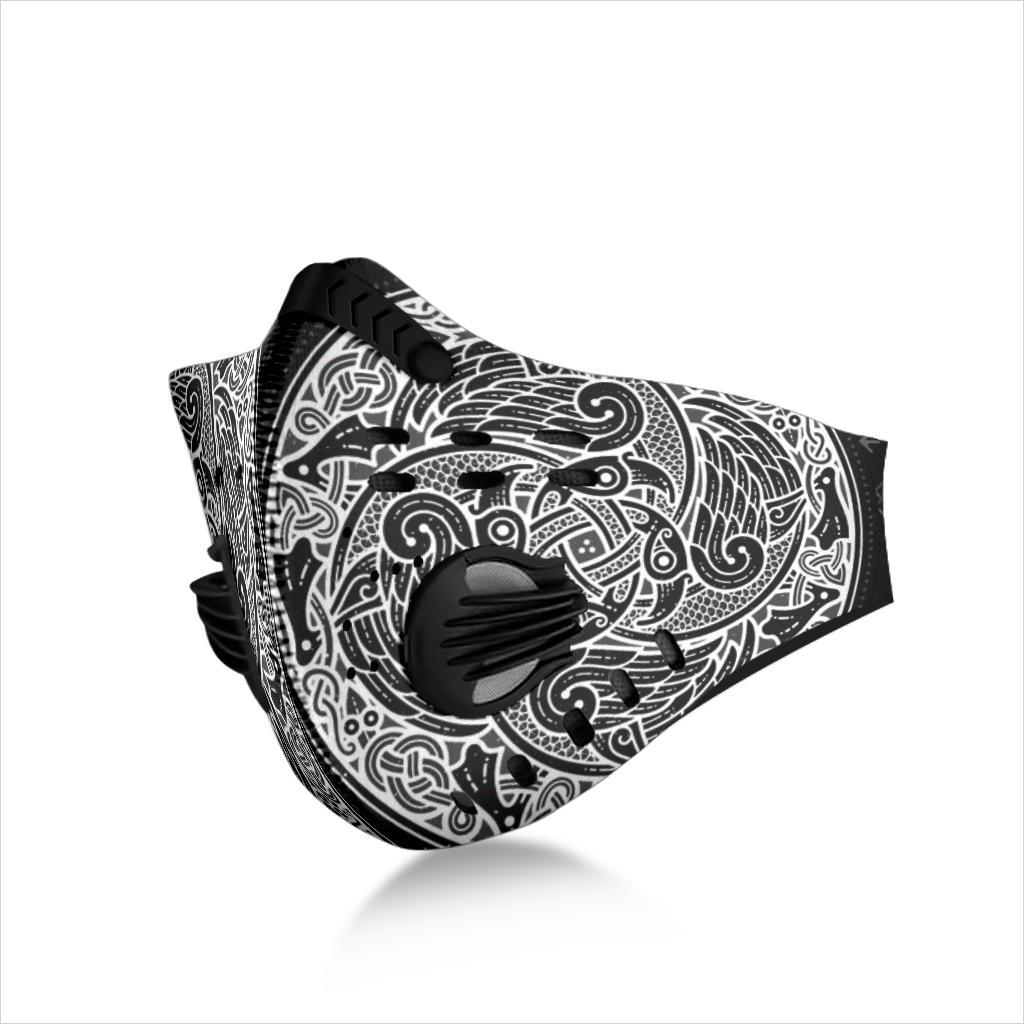Viking Runes Pattern Premium Face Mask Cover - Black