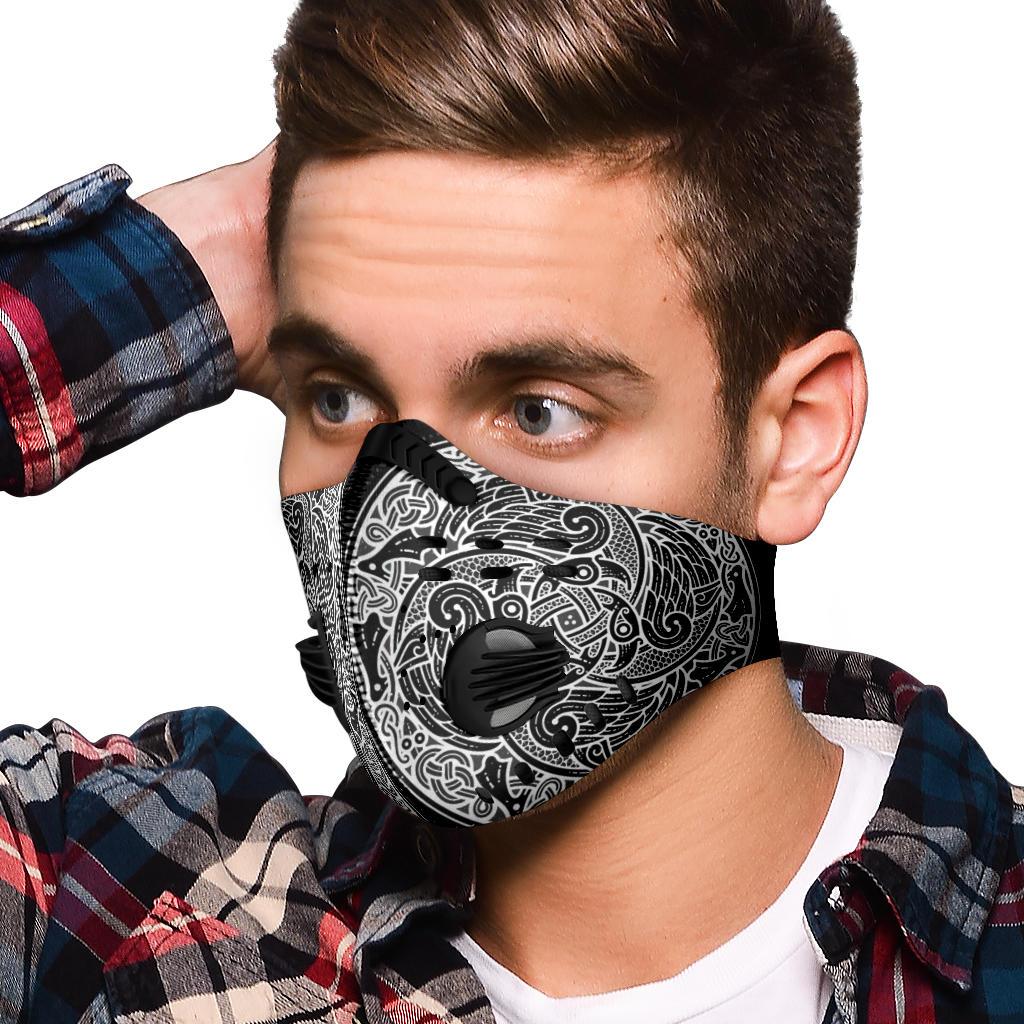 Viking Runes Pattern Premium Face Mask Cover - Black