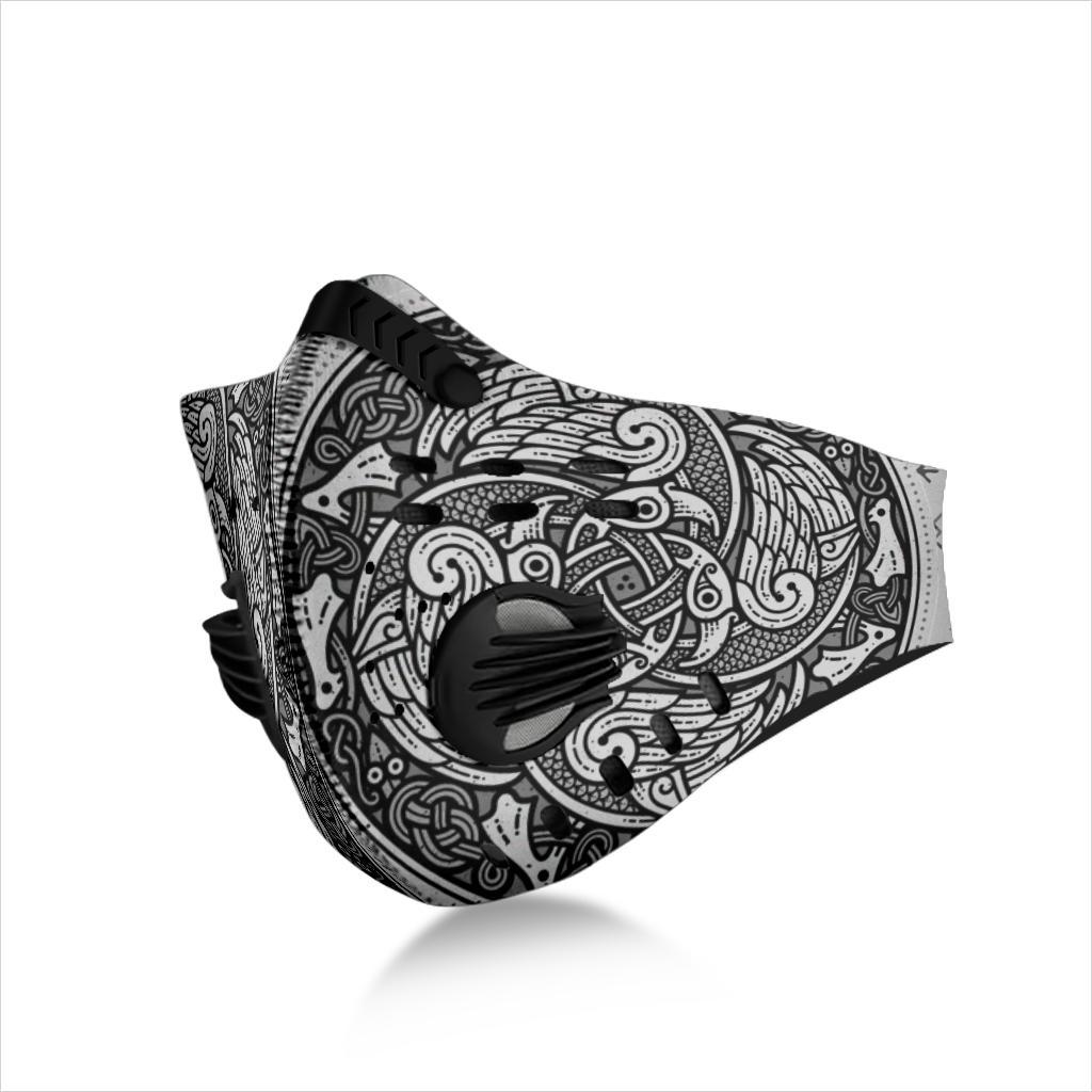 Viking Runes Pattern Premium Face Mask Cover - Silver