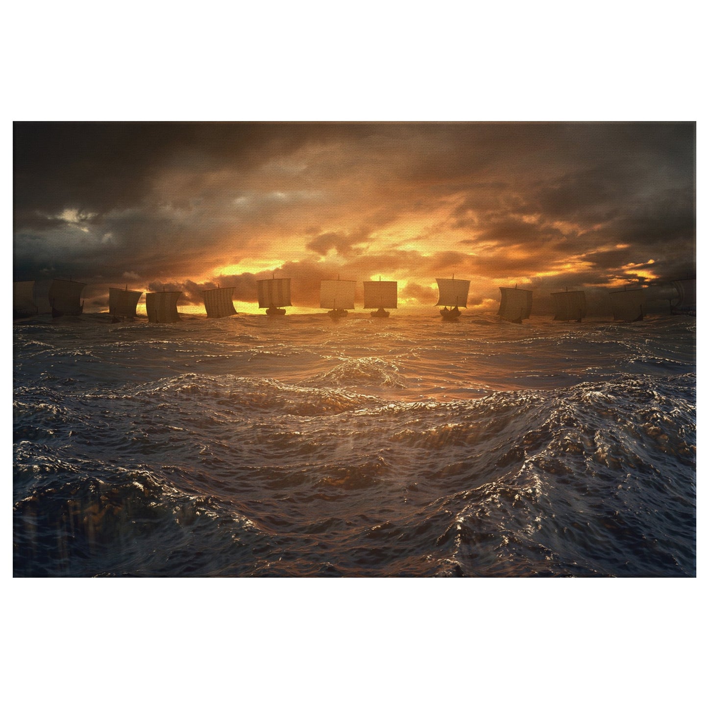 Viking Ship Fleet Premium Canvas Wall Art