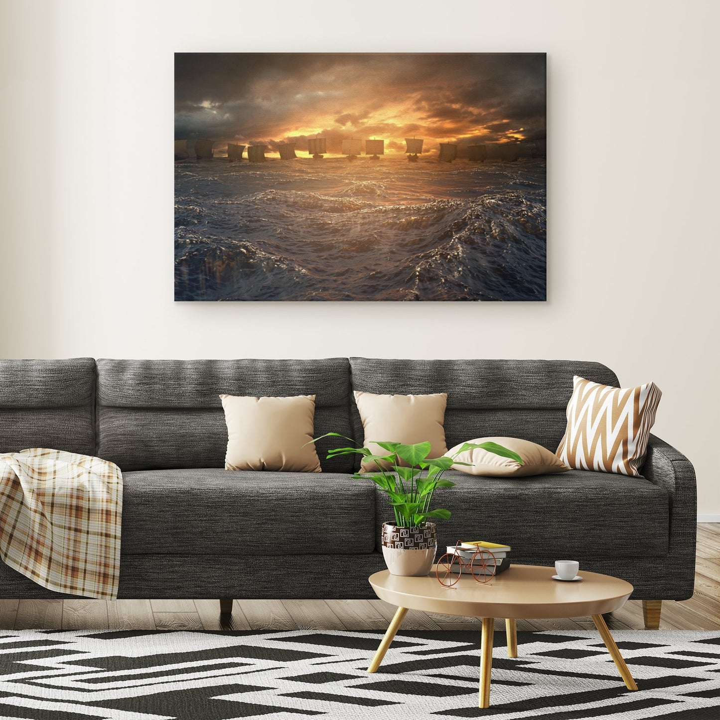 Viking Ship Fleet Premium Canvas Wall Art