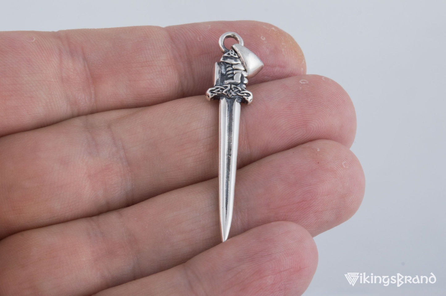 Viking Sword with Hand Pendant Sterling Silver Norse Viking Jewelry