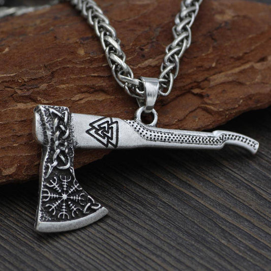 Viking Valknut axe pendant necklace – view 2