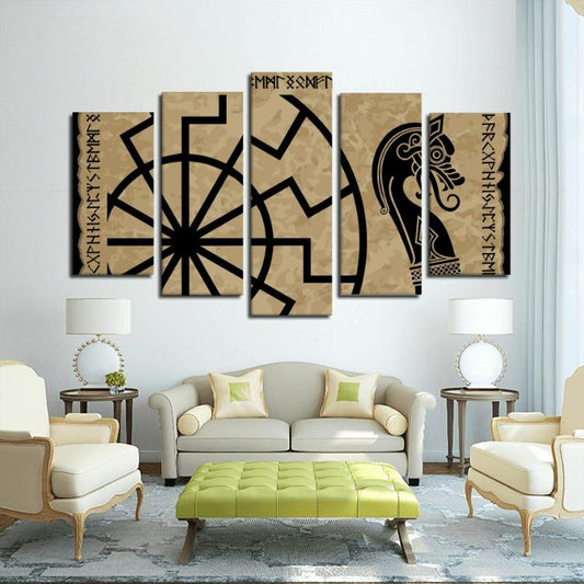 Viking Warship Drakkar - 5 Panels Canvas Wall Art - VikingsBrand