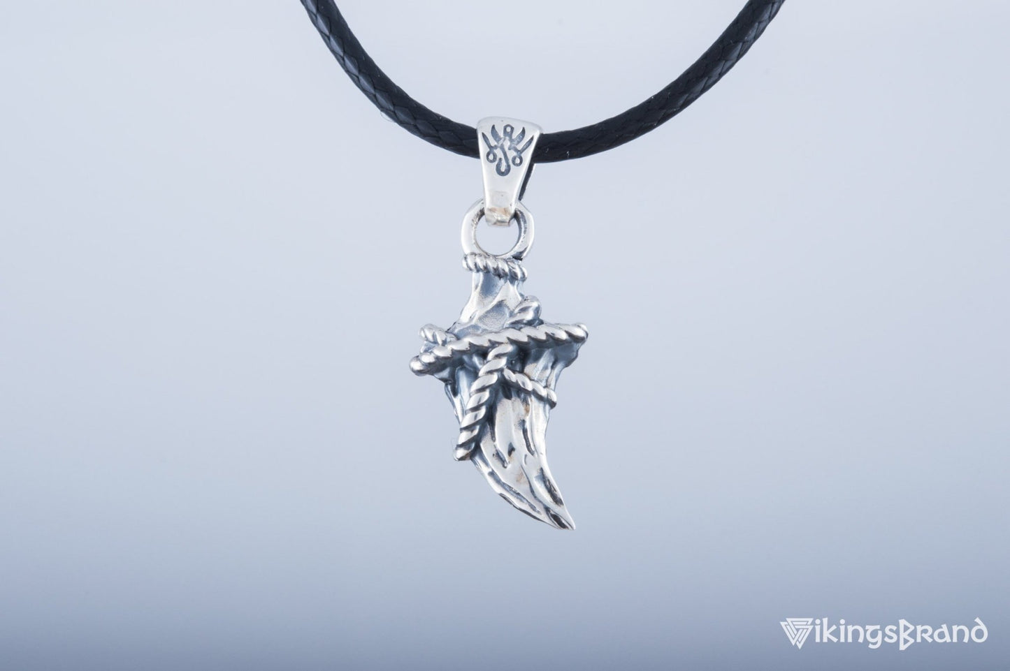 Vikings Canine Pendant with Rope Sterling Silver Jewelry